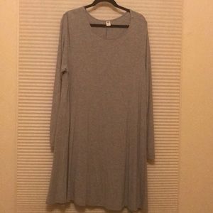 Gray long sleeves swing dress